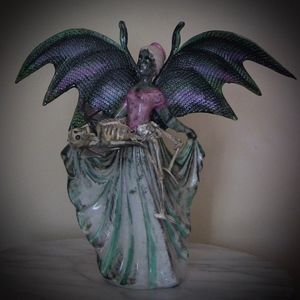 Vintage Porcelain Art Deco Bat Woman Skeleton OOAK